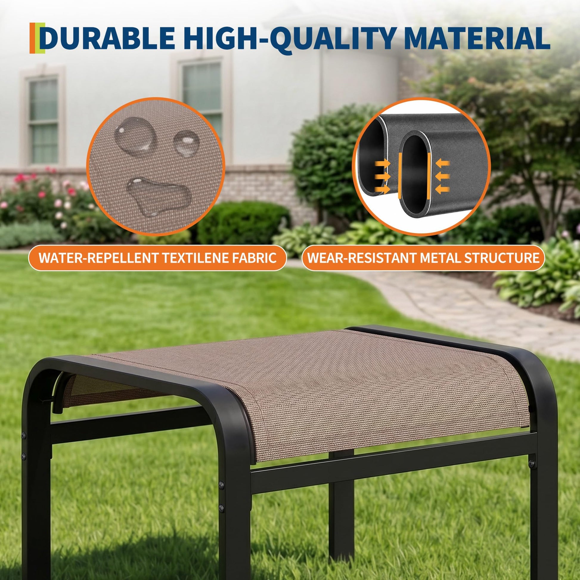 Montaje en 4 pasos y apilables del pack de 2 taburetes Garvee para terraza