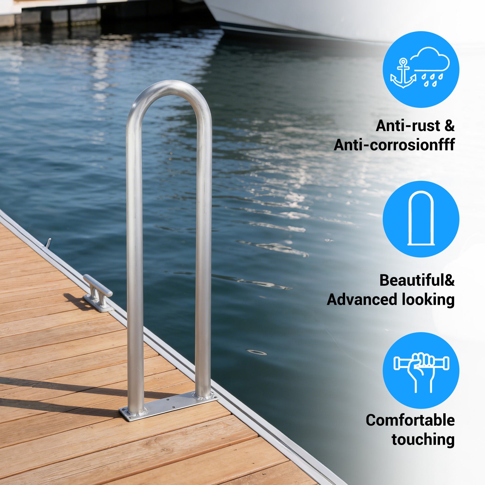 Aluminio anodizado antióxido UV pasamanos piscina duradero plata